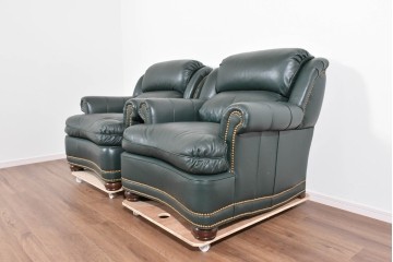 中古　展示品　超美品　ホワイトハウス御用達　アメリカ高級家具　ハンコック&ムーア(Hancock & Moore)　上質レザーの1人掛けソファ2脚　定価(2脚合計)約180万円　(R-085367)