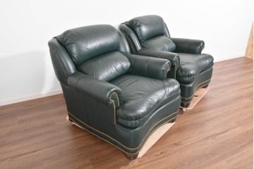 中古　展示品　超美品　ホワイトハウス御用達　アメリカ高級家具　ハンコック&ムーア(Hancock & Moore)　上質レザーの1人掛けソファ2脚　定価(2脚合計)約180万円　(R-085367)