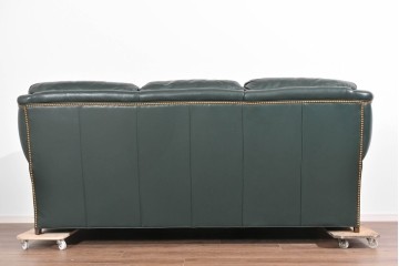 中古　展示品　超美品　ホワイトハウス御用達　アメリカ高級家具　ハンコックアンドムーア(Hancock&Moore)　クラシカルな3人掛けレザーソファ　定価約120万円相当　(R-085368)