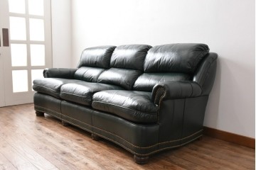 中古　展示品　超美品　ホワイトハウス御用達　アメリカ高級家具　ハンコックアンドムーア(Hancock&Moore)　クラシカルな3人掛けレザーソファ　定価約120万円　(R-085368)