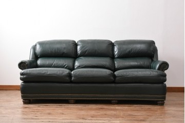 中古　展示品　超美品　ホワイトハウス御用達　アメリカ高級家具　ハンコックアンドムーア(Hancock&Moore)　クラシカルな3人掛けレザーソファ　定価約120万円　(R-085368)