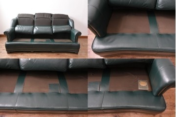 中古　展示品　超美品　ホワイトハウス御用達　アメリカ高級家具　ハンコックアンドムーア(Hancock&Moore)　クラシカルな3人掛けレザーソファ　定価約120万円　(R-085368)