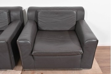 中古　ノル(Knoll)　オット・ザフデザイン　ヘリコレクション　本革(レザー)　1人掛けソファ2脚　セット定価約80万円相当　(R-085369)