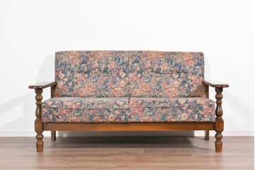 中古　美品　三越家具(現カントリーハウス)　Brugge(ブルージュ)　クラシカルな花柄張地が目を引く2人掛けソファ　定価約35万円　(R-085370)