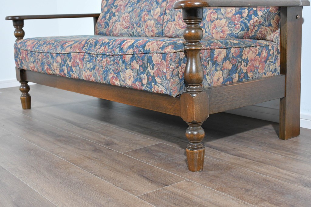 中古　美品　三越家具(現カントリーハウス)　Brugge(ブルージュ)　クラシカルな花柄張地が目を引く2人掛けソファ　定価約35万円　(R-085370)