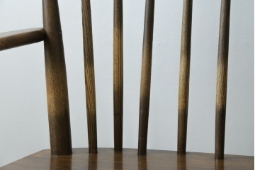 中古　美品　希少なナガノインテリア　タモ材　すっきりとしたスポーク背のウィンザーベンチ　(R-085371)