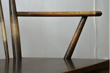 中古　美品　希少なナガノインテリア　タモ材　すっきりとしたスポーク背のウィンザーベンチ　(R-085371)