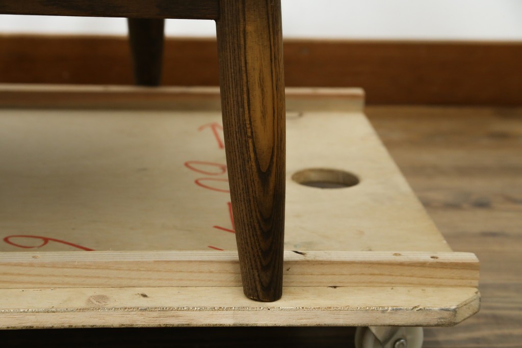 中古　美品　希少なナガノインテリア　タモ材　すっきりとしたスポーク背のウィンザーベンチ　(R-085371)