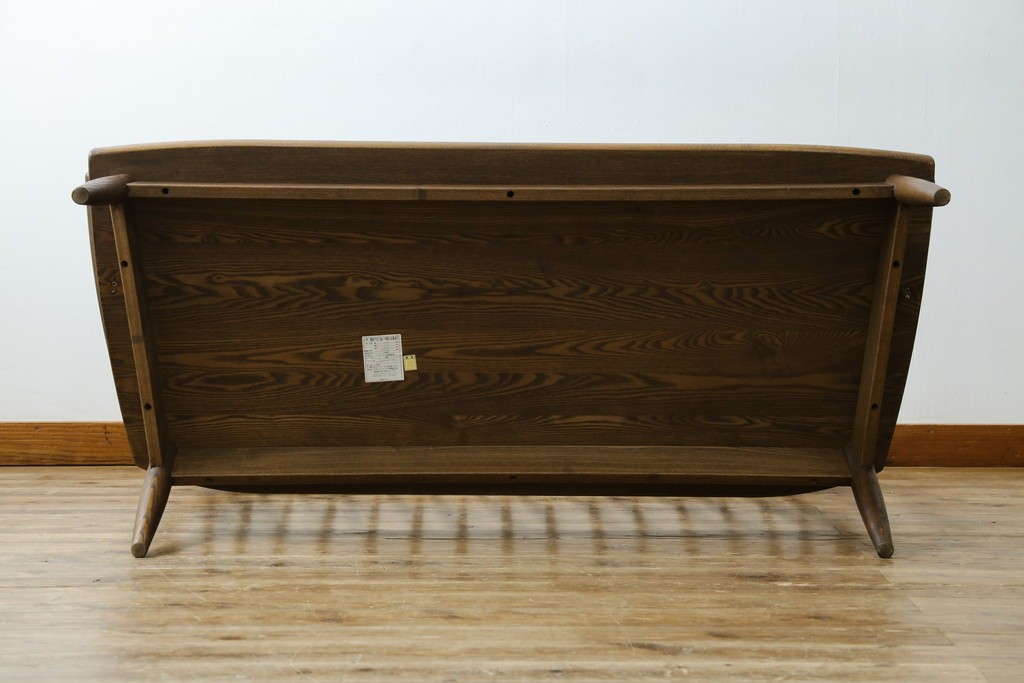 中古　美品　希少なナガノインテリア　タモ材　すっきりとしたスポーク背のウィンザーベンチ　(R-085371)