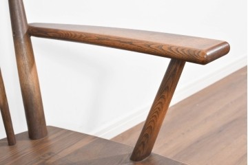 中古　美品　希少なナガノインテリア　タモ材　すっきりとしたスポーク背のウィンザーベンチ　(R-085371)