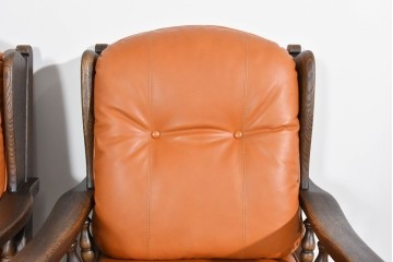 中古　超美品　使用感ほぼなし　飛騨産業　キツツキ　PROVINCIAL(プロヴィンシャル)シリーズ　1人掛けレザーソファ2脚　セット定価約100万円相当　(R-085375)