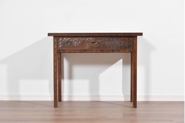 中古　伝統工芸　軽井沢彫り　桜の彫刻が味わいを添えるコンソール　(R-085379)