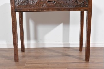 中古　伝統工芸　軽井沢彫り　桜の彫刻が味わいを添えるコンソール　(R-085379)