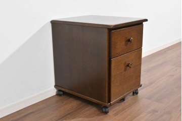 中古　美品　希少な廃番品　柏木工(KASHIWA)　WILDERNESS(ウィルダネス)　ナラ材　上質な造りが魅力のデスク&ワゴンセット　定価約35万円相当　(R-085382)