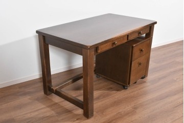 中古　美品　希少な廃番品　柏木工(KASHIWA)　WILDERNESS(ウィルダネス)　ナラ材　上質な造りが魅力のデスク&ワゴンセット　定価約35万円相当　(R-085382)