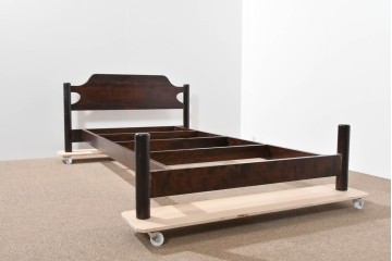 中古　美品　松本民芸家具　637型ベッドS　深い色合いの木肌が美しいシングルベッドフレーム　(R-085387)