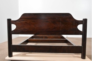 中古　美品　松本民芸家具　637型ベッドS　深い色合いの木肌が美しいシングルベッドフレーム　(R-085387)