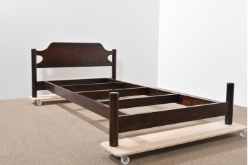 中古　美品　松本民芸家具　637型ベッドS　シンプルながら職人の意匠が感じられるシングルベッドフレーム　(R-085388)