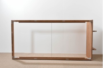 中古　美品　ウォールナット無垢材(一部合板)　木材の温かみを感じられるシングルサイズのベッドフレーム　定価約17万円　(R-085393)