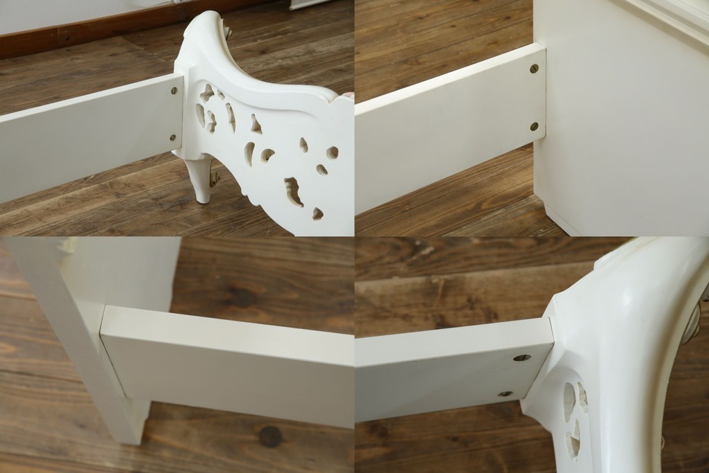 中古　イタリア高級家具　SILIK(シリック)　ロココ調装飾が華やかなキングサイズのベッドフレーム　定価約125万円相当　(R-085394)