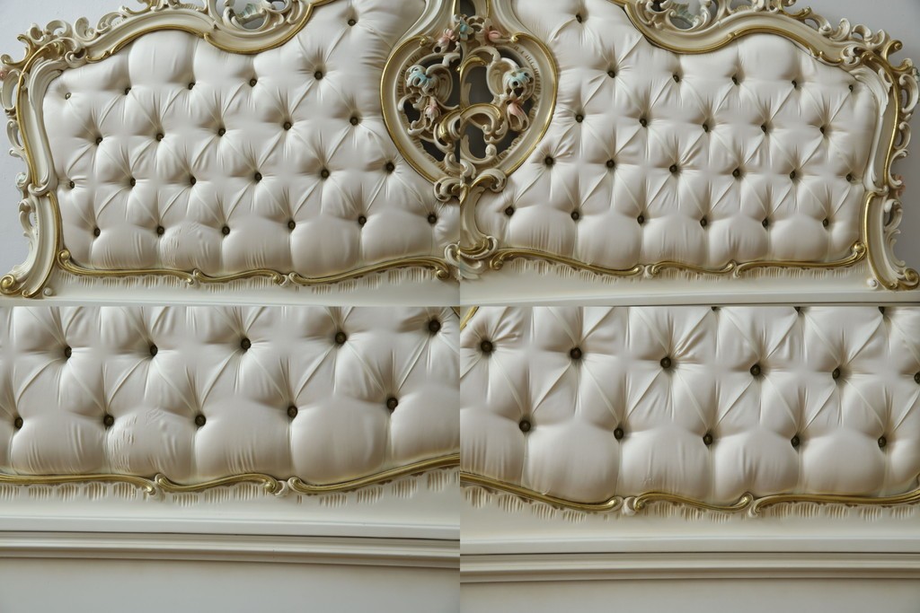 中古　イタリア高級家具　SILIK(シリック)　ロココ調装飾が華やかなキングサイズのベッドフレーム　定価約125万円相当　(R-085394)