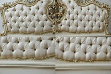 中古　イタリア高級家具　SILIK(シリック)　ロココ調装飾が華やかなキングサイズのベッドフレーム　定価約125万円相当　(R-085394)