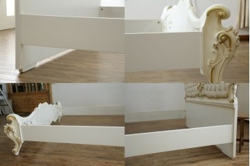 中古　イタリア高級家具　SILIK(シリック)　ロココ調装飾が華やかなキングサイズのベッドフレーム　定価約125万円相当　(R-085394)