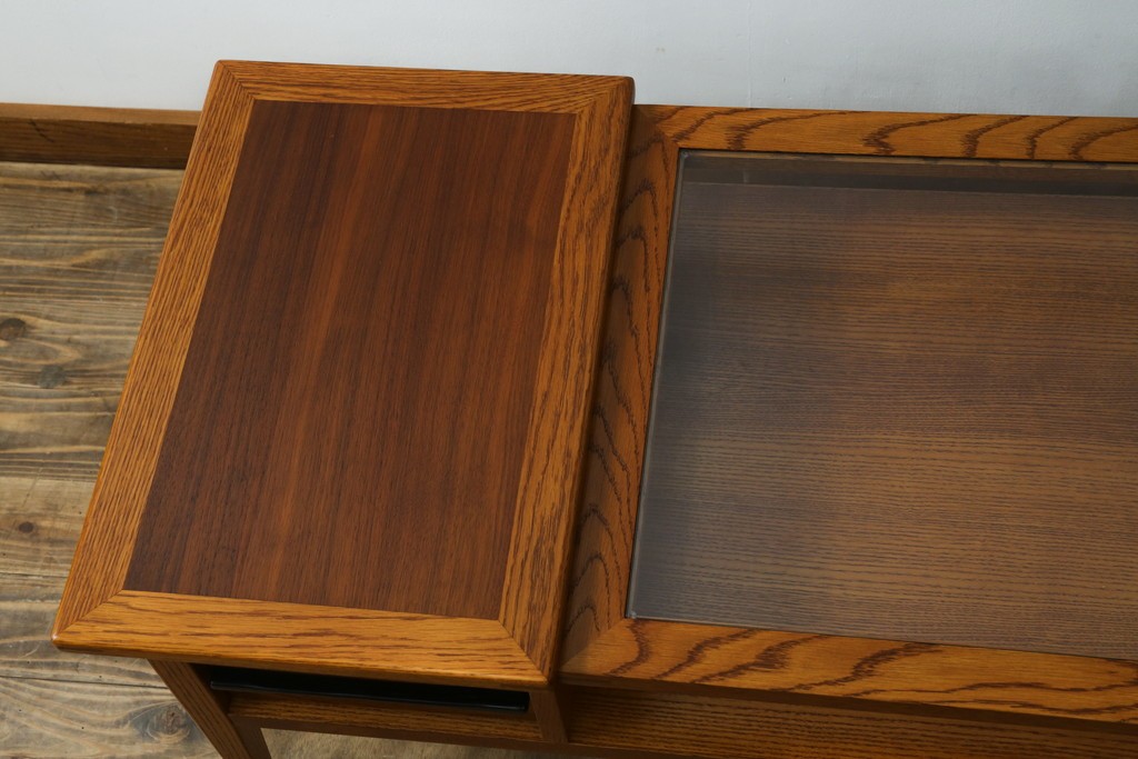 中古　美品　ACME Furniture(アクメ ファニチャー)　JETTY(ジェッティ)　見せる収納が楽しめるガラス天板のコーヒーテーブル　定価約12万円　(R-085408)