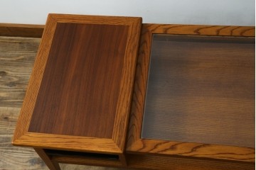 中古　美品　ACME Furniture(アクメ ファニチャー)　JETTY(ジェッティ)　見せる収納が楽しめるガラス天板のコーヒーテーブル　定価約12万円　(R-085408)
