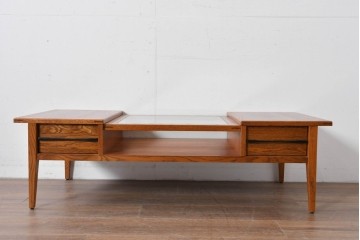 中古　美品　ACME Furniture(アクメ ファニチャー)　JETTY(ジェッティ)　見せる収納が楽しめるガラス天板のコーヒーテーブル　定価約12万円相当　(R-085408)
