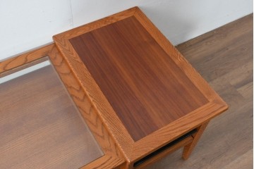 中古　美品　ACME Furniture(アクメ ファニチャー)　JETTY(ジェッティ)　見せる収納が楽しめるガラス天板のコーヒーテーブル　定価約12万円相当　(R-085408)