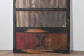 和製アンティーク　明治～大正期　格子意匠が味わい深い格子蔵戸1枚　(R-085409)