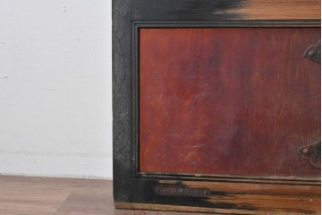 和製アンティーク　明治～大正期　格子意匠が味わい深い格子蔵戸1枚　(R-085409)