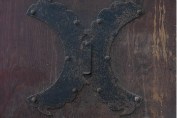 和製アンティーク　明治～大正期　格子意匠が味わい深い格子蔵戸1枚　(R-085409)