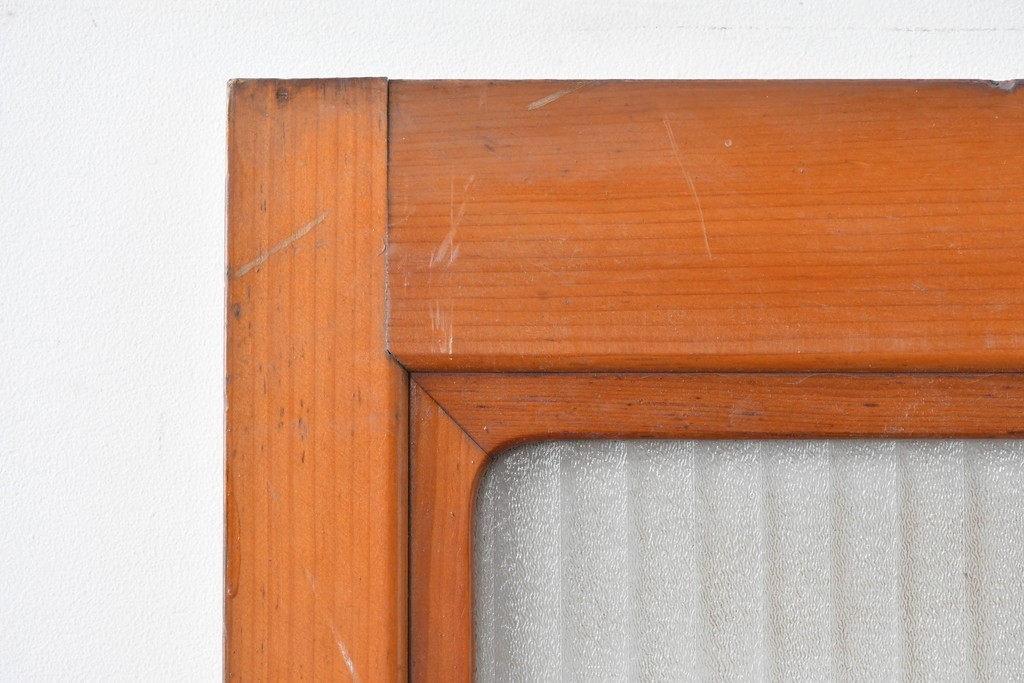 ヴィンテージ建具　リブ入りの大きなガラスが魅力の扉1枚　(R-085411)