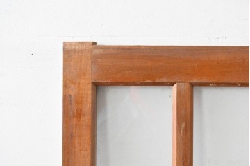 ヴィンテージ建具　縦桟の意匠が素朴なガラス入り玄関戸2枚セット　(R-085413)