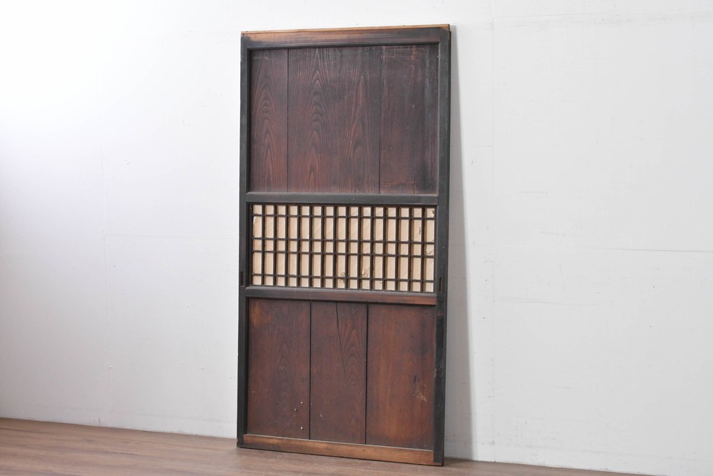 アンティーク建具　縦桟格子がすっきりとした印象の障子帯戸1枚　(R-085417)