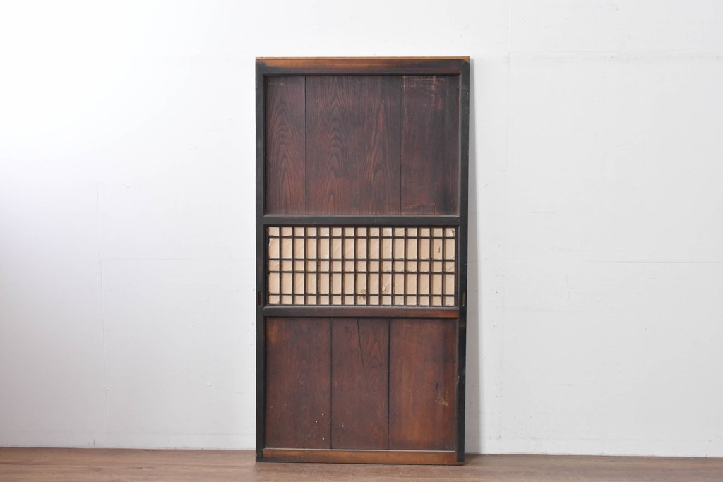 アンティーク建具　縦桟格子がすっきりとした印象の障子帯戸1枚　(R-085417)