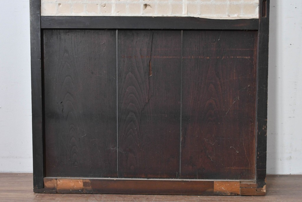 アンティーク建具　縦桟格子がすっきりとした印象の障子帯戸1枚　(R-085417)