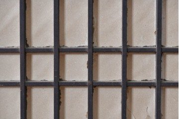 アンティーク建具　縦桟格子がすっきりとした印象の障子帯戸1枚　(R-085417)