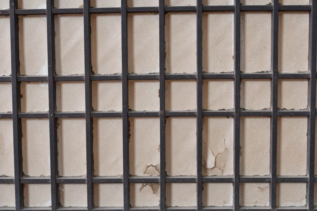 アンティーク建具　縦桟格子がすっきりとした印象の障子帯戸1枚　(R-085417)