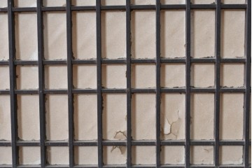 アンティーク建具　縦桟格子がすっきりとした印象の障子帯戸1枚　(R-085417)