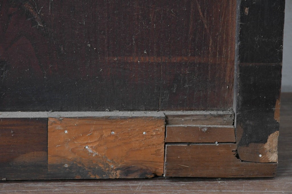 アンティーク建具　縦桟格子がすっきりとした印象の障子帯戸1枚　(R-085417)