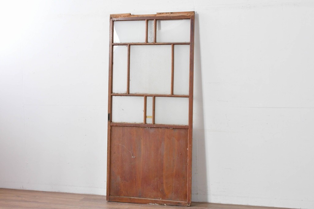アンティーク建具　大正ロマン　型板ガラスを組み込んだ引き戸1枚　(R-085418)