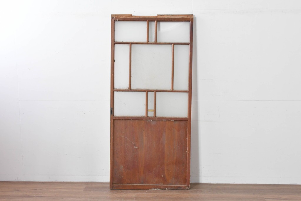 アンティーク建具　大正ロマン　型板ガラスを組み込んだ引き戸1枚　(R-085418)