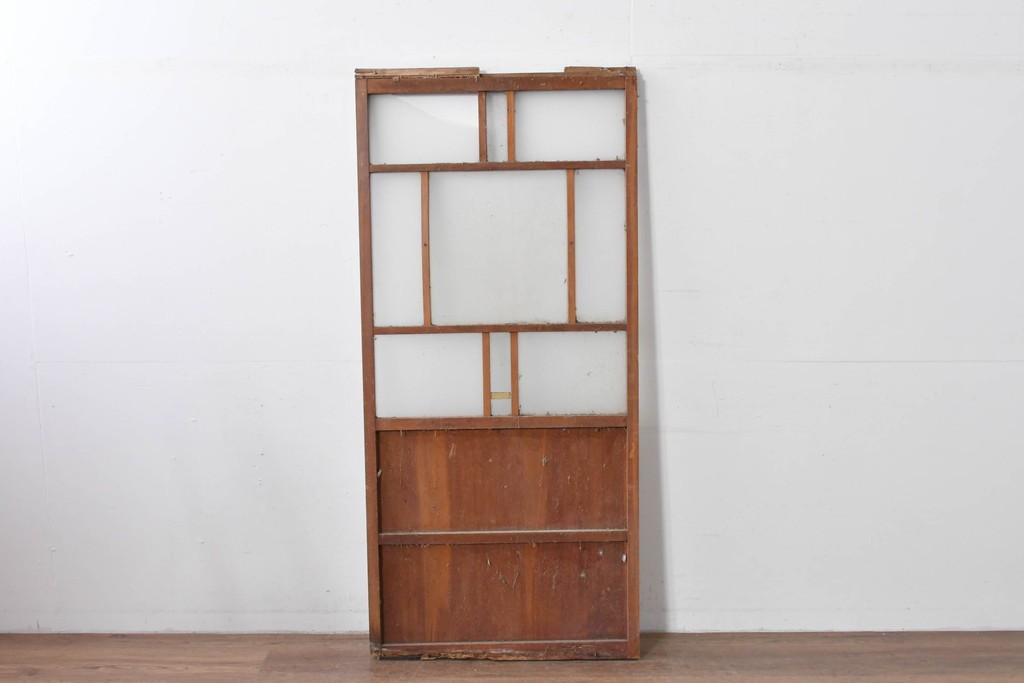 アンティーク建具　大正ロマン　型板ガラスを組み込んだ引き戸1枚　(R-085418)