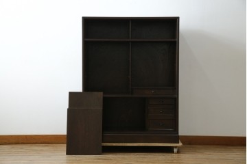 中古　美品　良品　国産　職人手作り品　前面格子戸の水屋箪笥食器棚　定価推定約25万円以上　(R-085425)