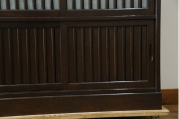 中古　美品　良品　国産　職人手作り品　前面格子戸の水屋箪笥食器棚　定価推定約25万円以上　(R-085425)