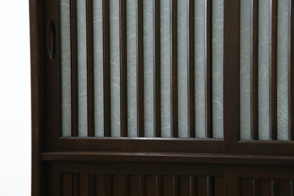 中古　美品　良品　国産　職人手作り品　前面格子戸の水屋箪笥食器棚　定価推定約25万円以上　(R-085425)