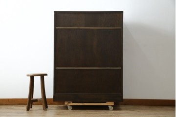 中古　美品　良品　国産　職人手作り品　前面格子戸の水屋箪笥食器棚　定価推定約25万円以上　(R-085425)